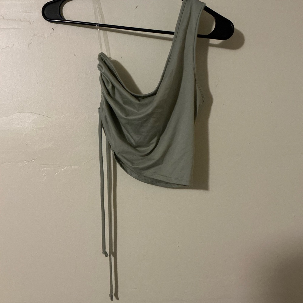 Stylish Asymmetrical Olive Green Crop Top